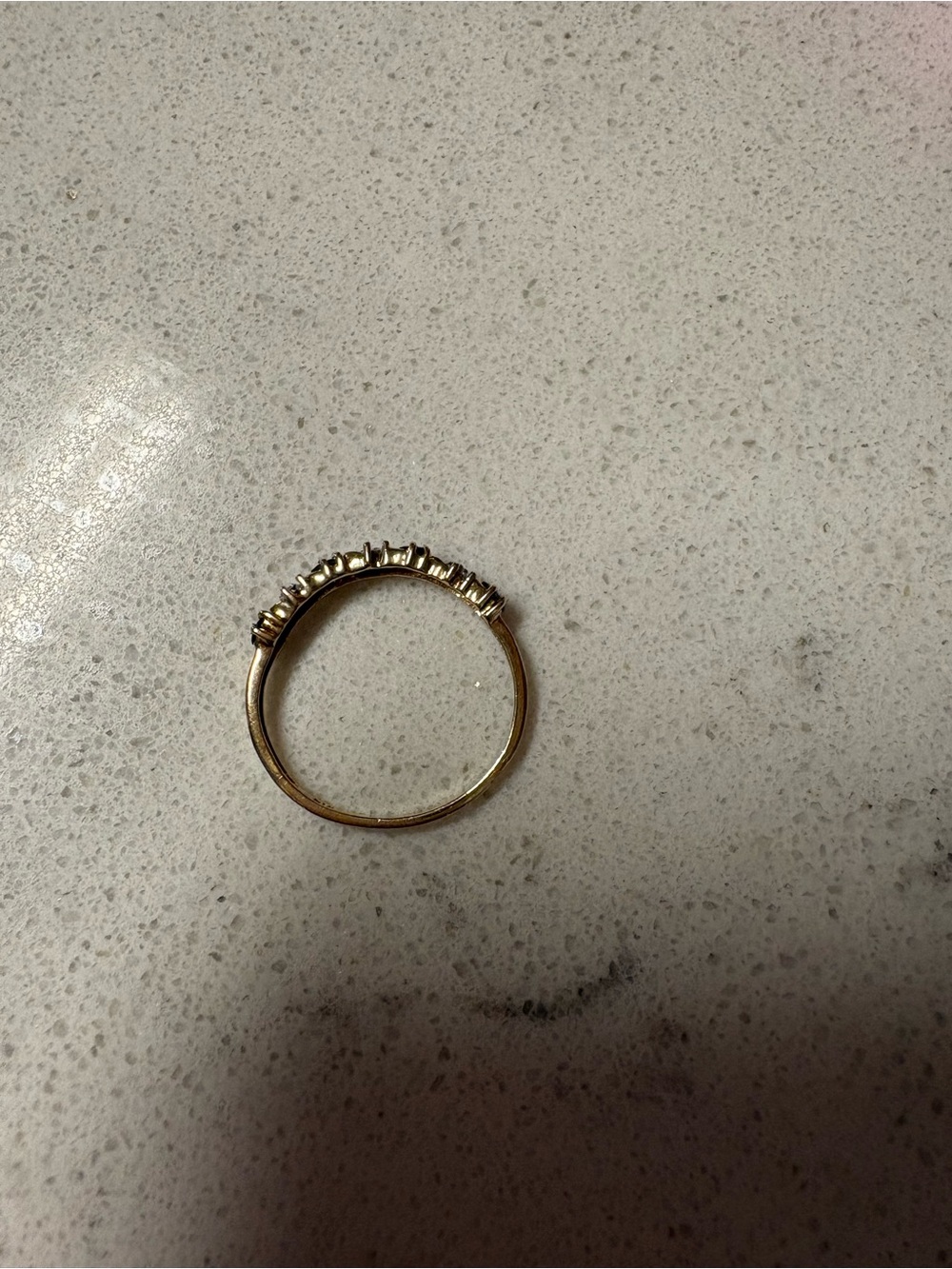 10k Yellow Gold Multi-Stone Women's Stacker Band- Pink Stones and Small Diamonds - Picture 3 of 3